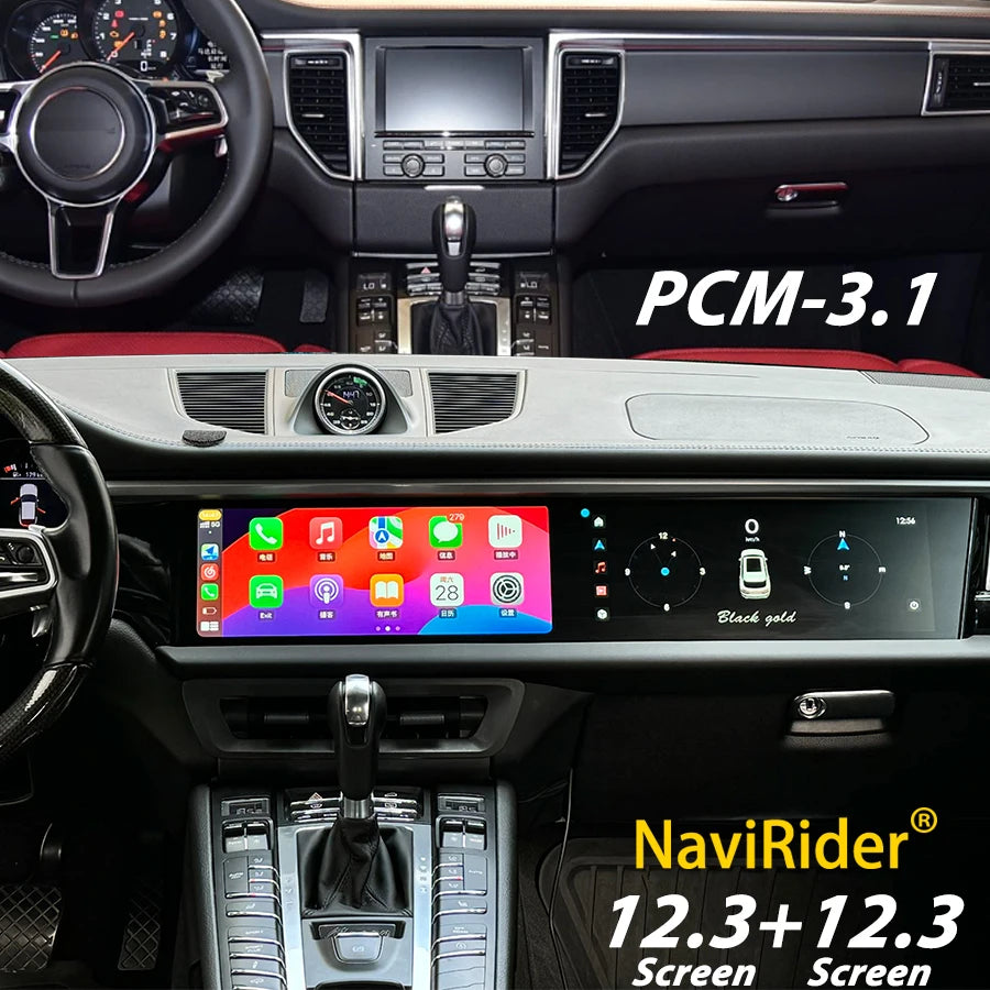 12.3inch Dual Android Screen For Porsche Macan 2011-2017 8G+256GB 2din Car GPS Multimedia Video Player  Radio Head Unit Carplay