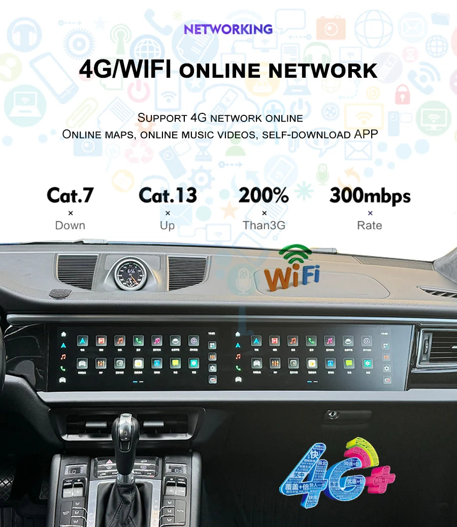 12.3inch Dual Android Screen For Porsche Macan 2011-2017 8G+256GB 2din Car GPS Multimedia Video Player  Radio Head Unit Carplay