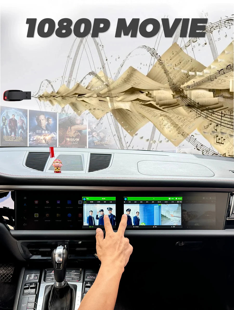 12.3inch Dual Android Screen For Porsche Macan 2011-2017 8G+256GB 2din Car GPS Multimedia Video Player  Radio Head Unit Carplay