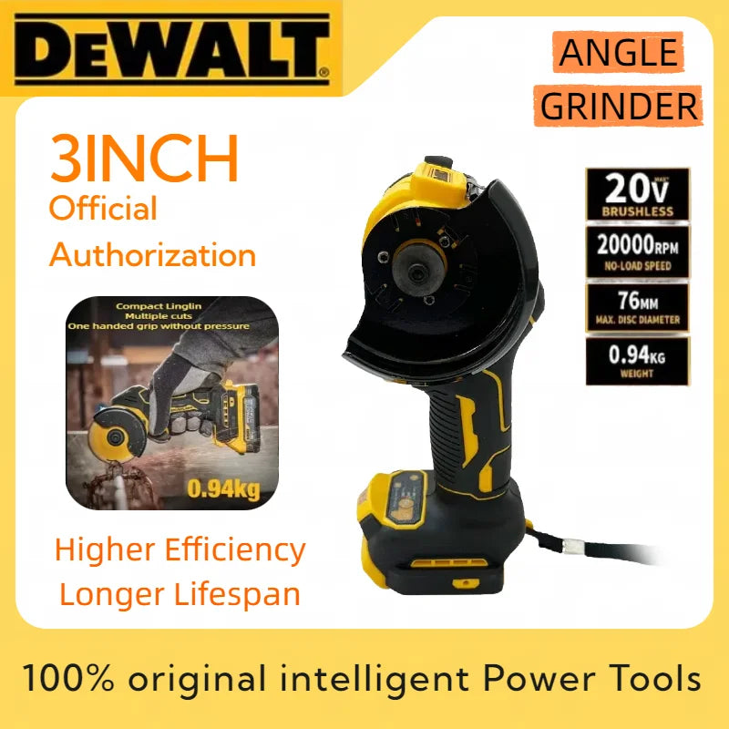 DeWALT Cordless Angle Grinder 3 Inch Mini Polishing Grinding Machine Electric Cutting Power Tools Efficiency Longer Lifespan