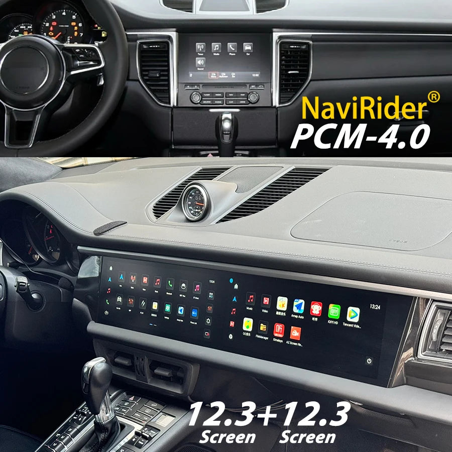 12.3inch Dual Android Screen For Porsche Macan 2011-2017 8G+256GB 2din Car GPS Multimedia Video Player  Radio Head Unit Carplay