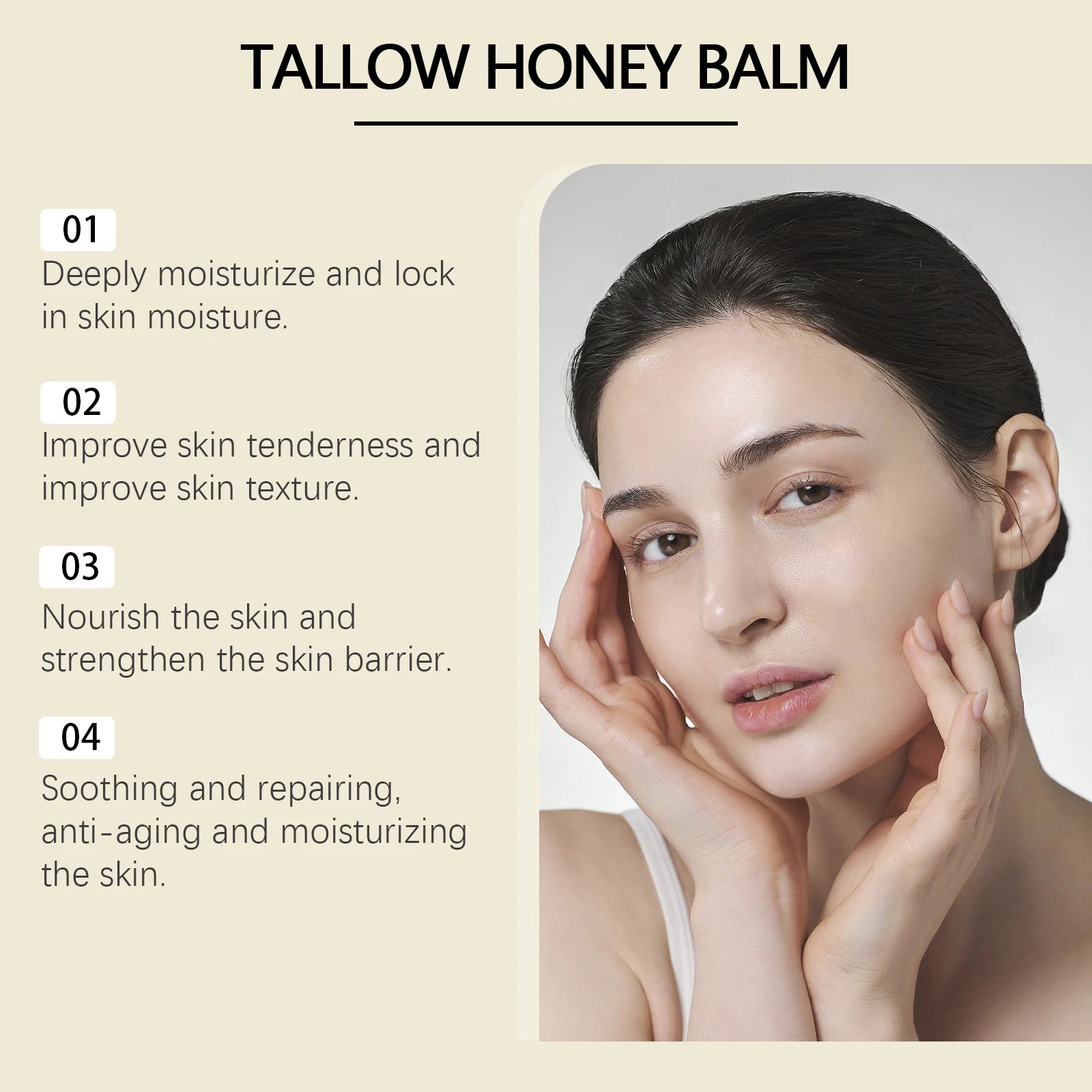Beef Tallow Honey Moisturizer Nourishing Hydrating Brightening Face Skin Rejuvenation Korean Cosmetics