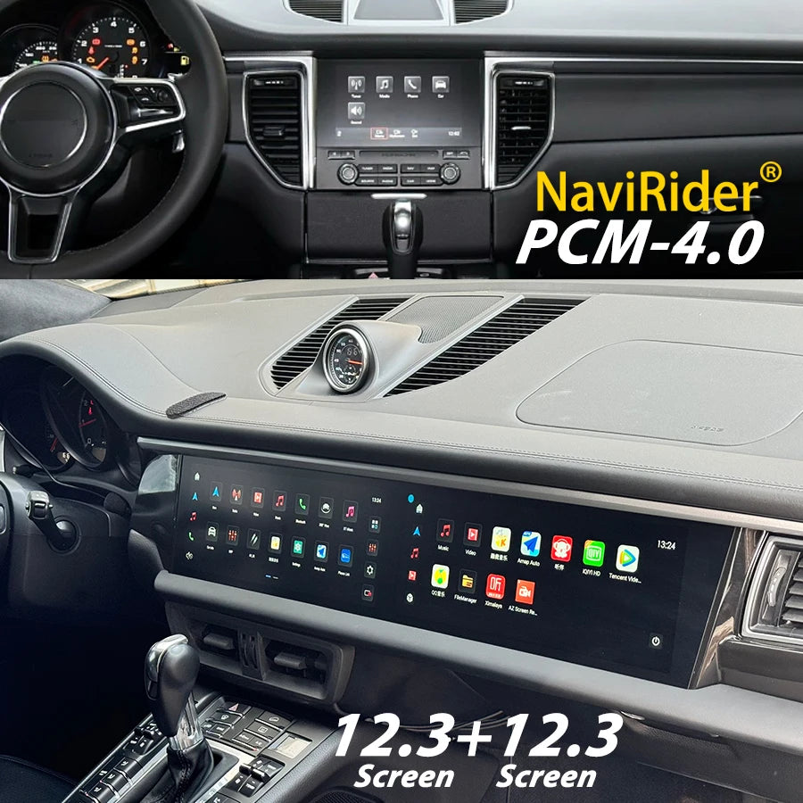 12.3inch Dual Android Screen For Porsche Macan 2011-2017 8G+256GB 2din Car GPS Multimedia Video Player  Radio Head Unit Carplay